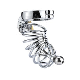 Stainless Steel Male Chastity Cage with Curved Tube – BDSM Locking Device for Urethral Play & Control